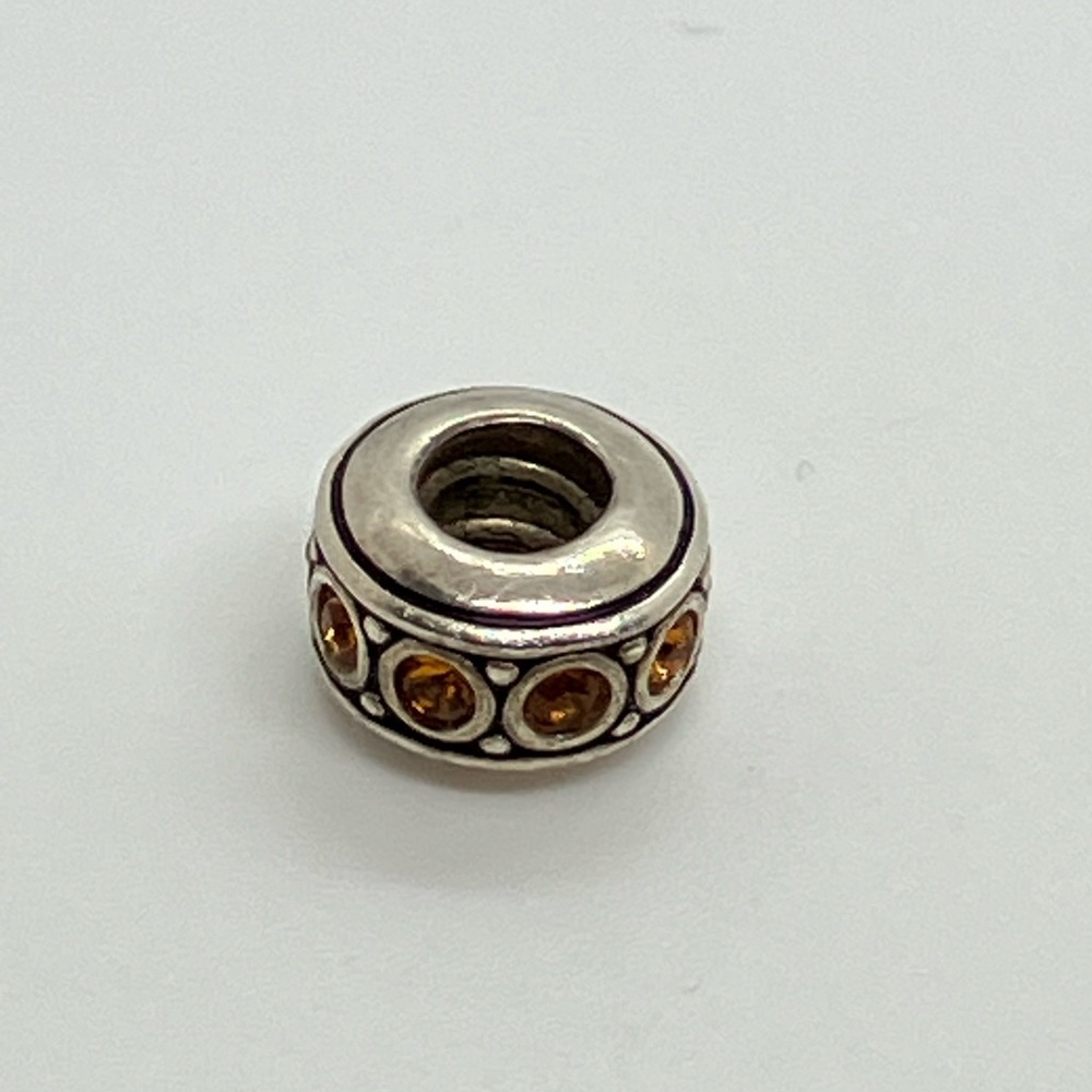 925 Sterling Silver & Topaz Colour CZ November Birthstone Charm Bead